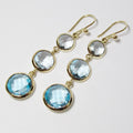 14k Yellow Gold Blue Topaz Earrings