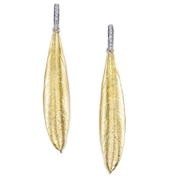 Long Gold Leaf Dangle Earrings