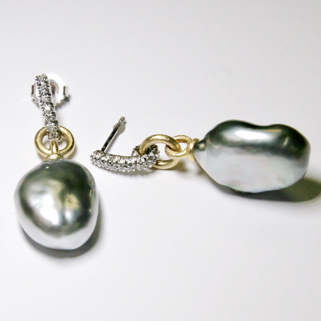 Tahitian Pearl & Diamond Earrings