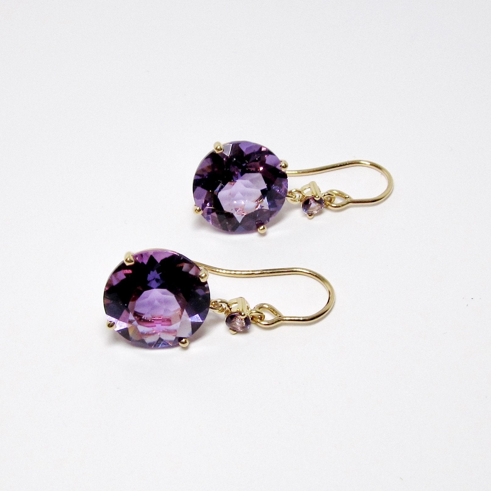 Large Round Amethyst Dangle Earrings