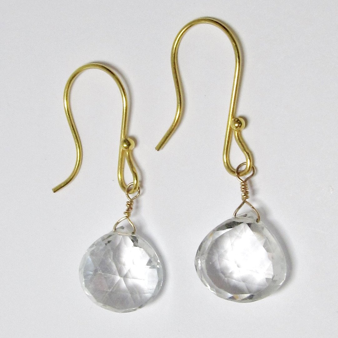 White Topaz Heart Shaped Briolette Earrings