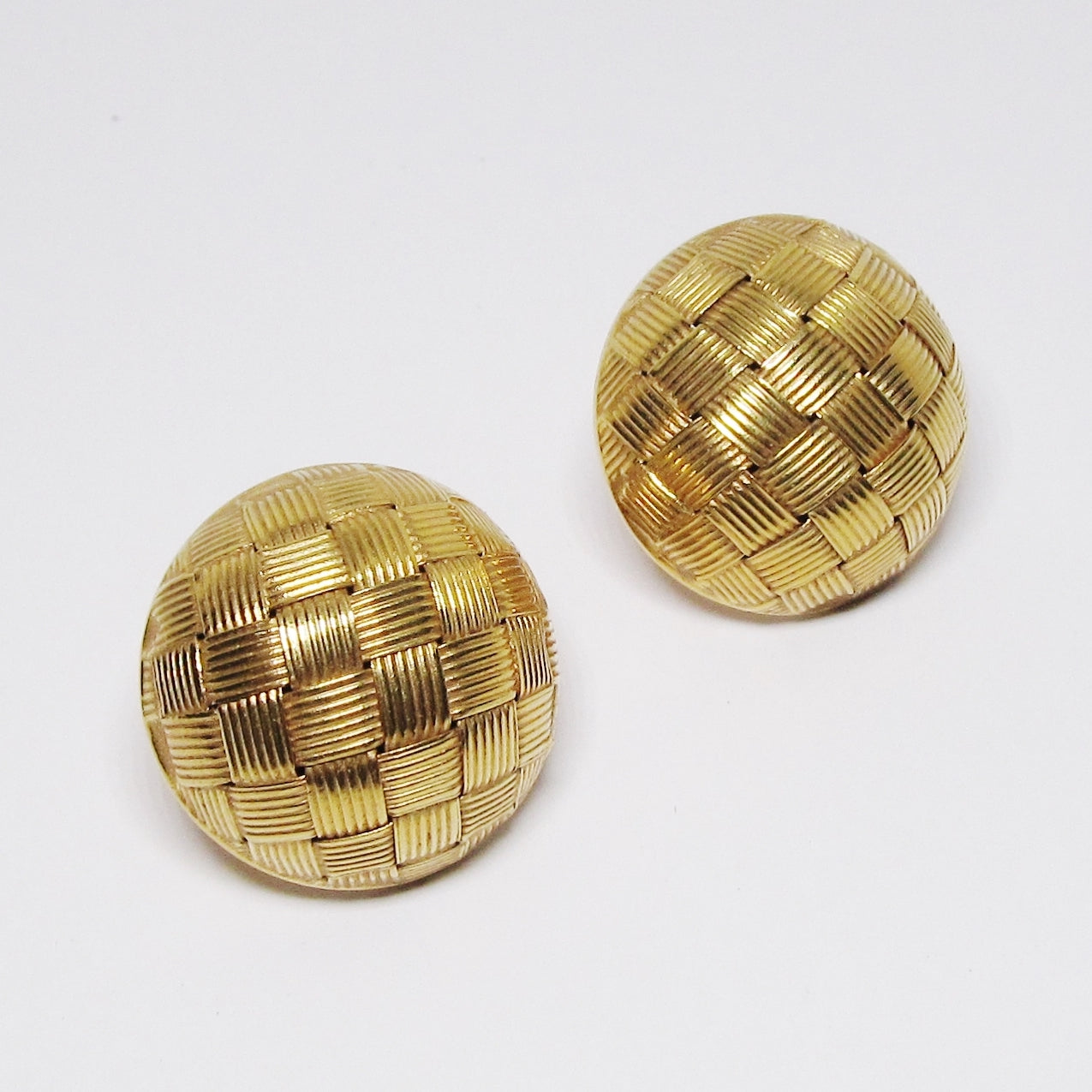 Yellow Gold Basket-Weave Cufflinks
