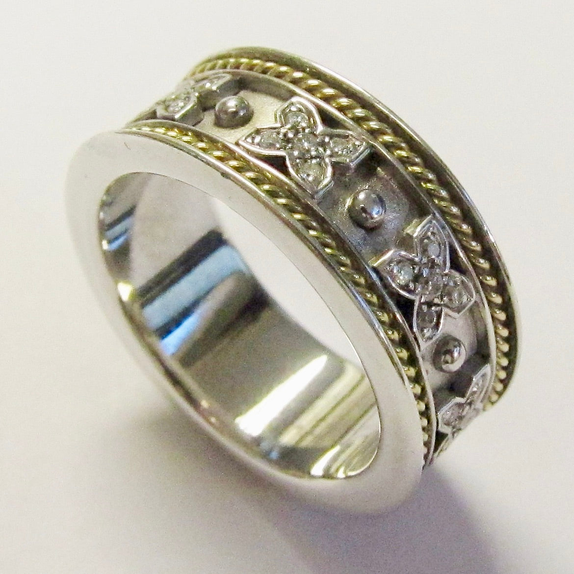 Polish Silver & 18k Yellow Gold Etrus Ring