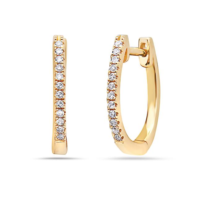 14k Yellow Gold Diamond Hoop Earrings