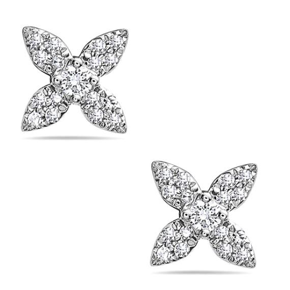 14k White Gold Flower Earrings