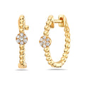 14k Yellow Gold Beaded Hoop Earring with Diamonds