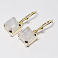 14k Yellow Gold Rainbow Moonstone Earrings