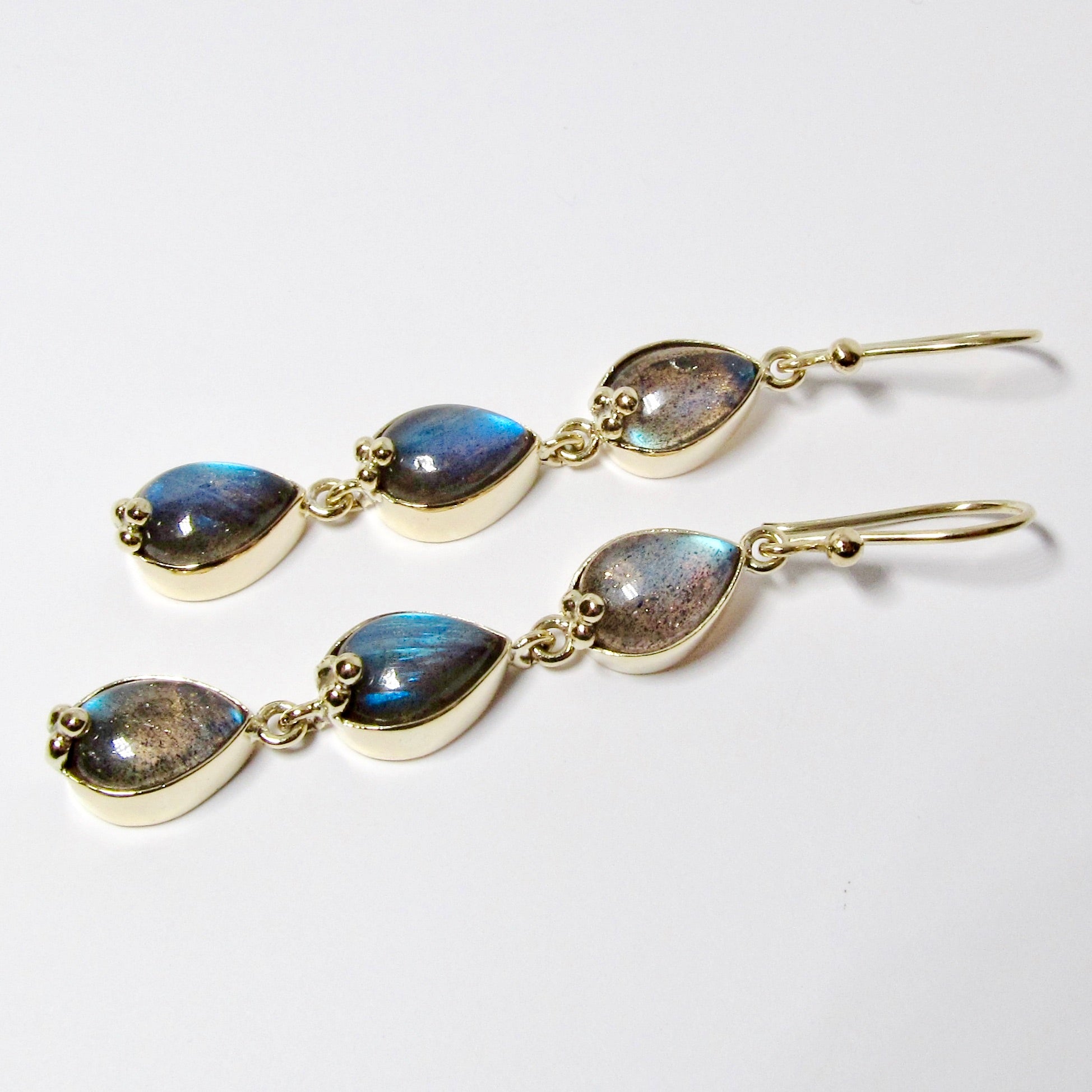 14k Yellow Gold Labradorite Earrings