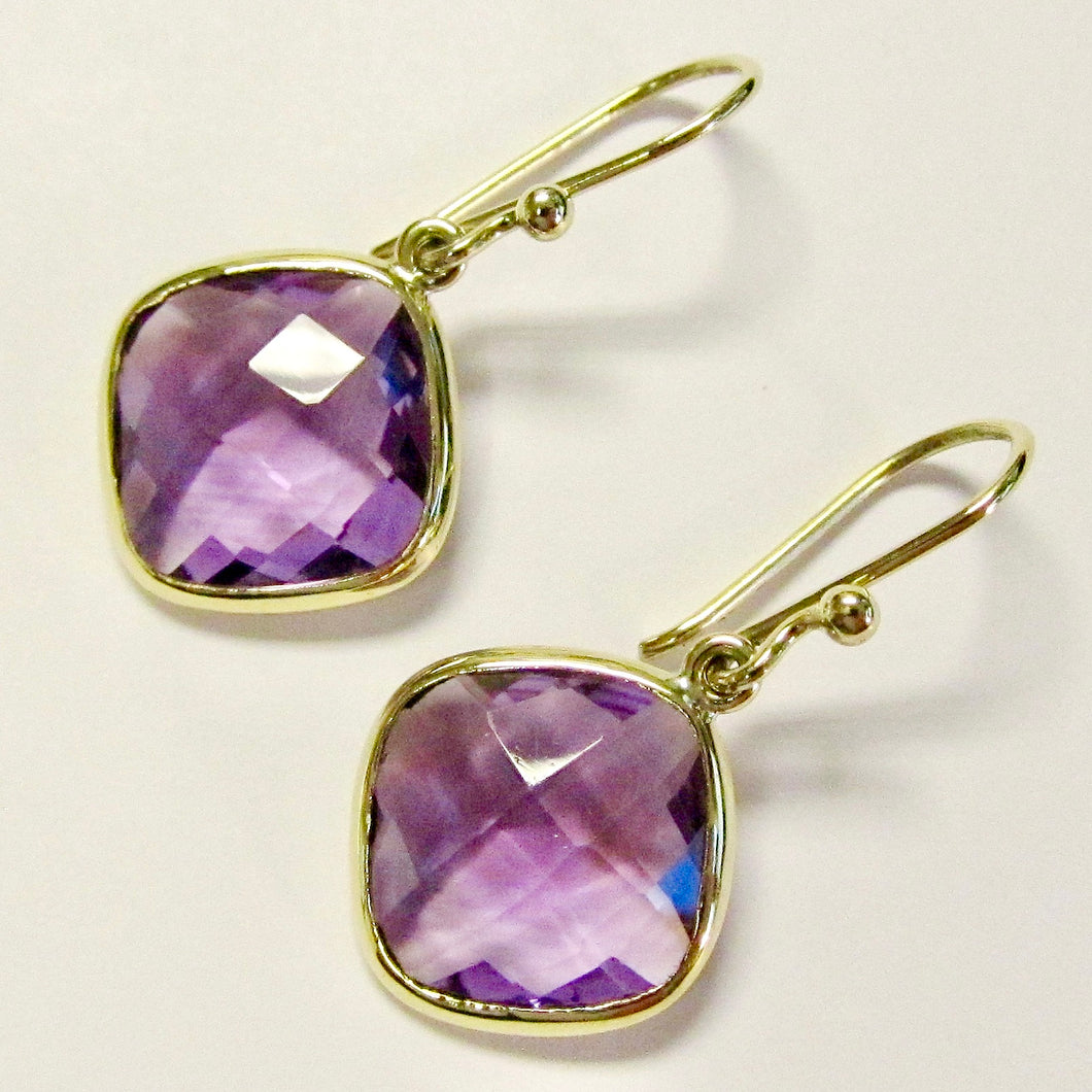 14k Yellow Gold Amethyst Earrings