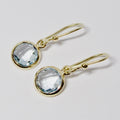 14k Yellow Gold Blue Topaz Earrings