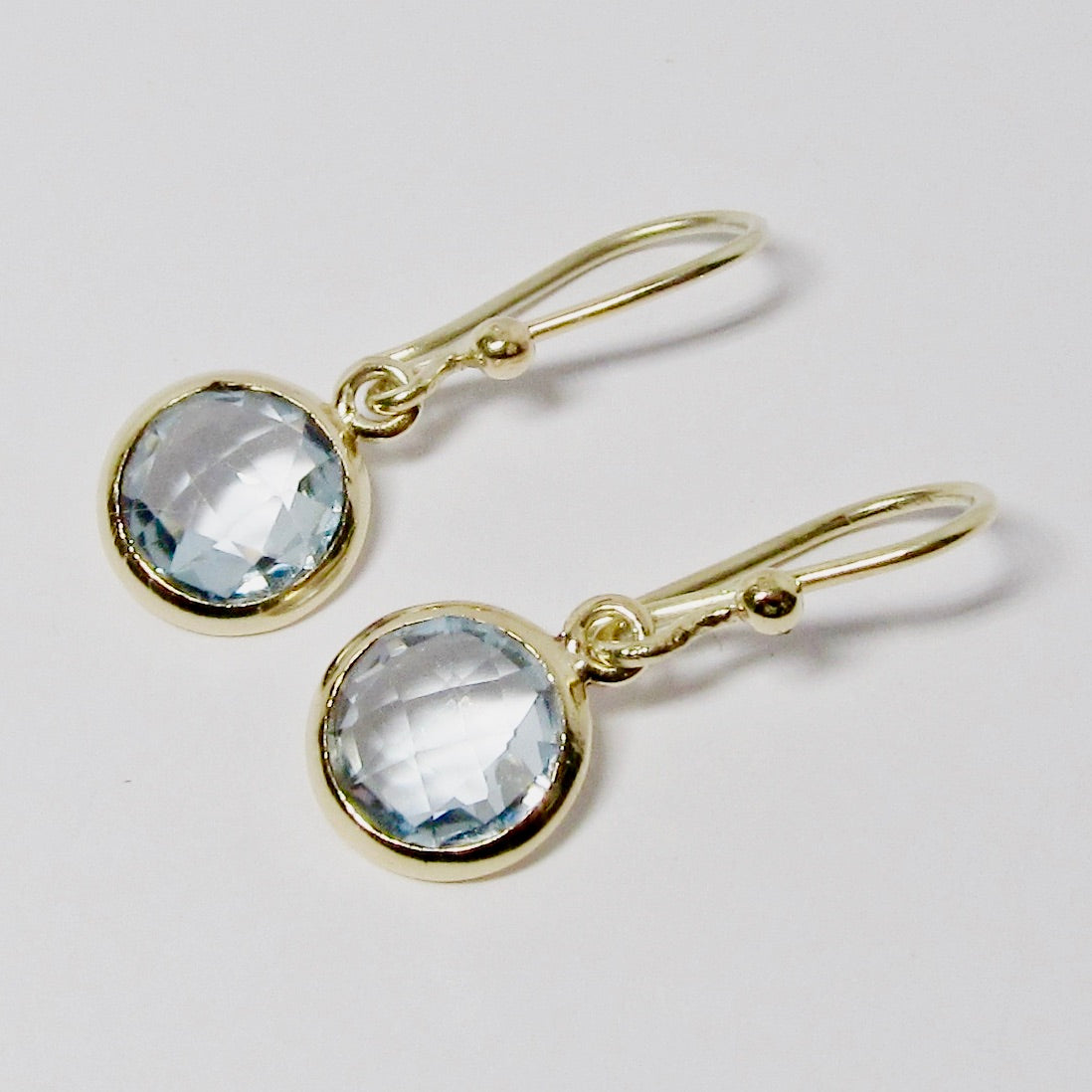 14k Yellow Gold Blue Topaz Earrings