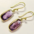 14k Yellow Gold Amethyst Earrings