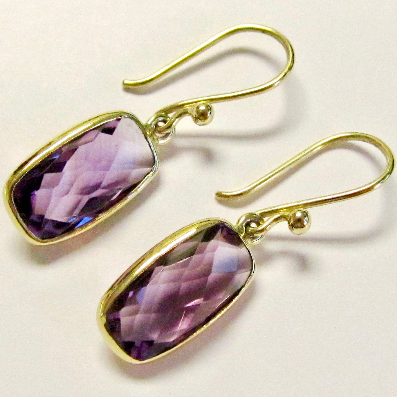 14k Yellow Gold Amethyst Earrings