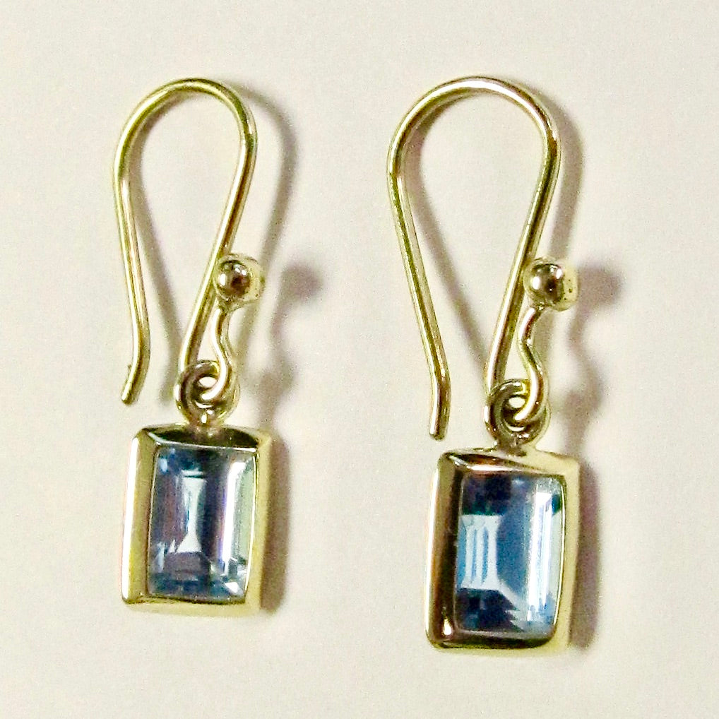 Rectangle Blue Topaz Dangle Earrings
