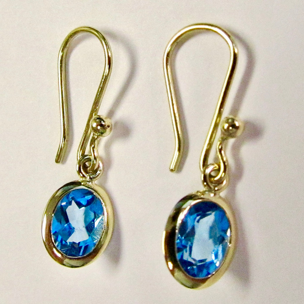 Blue Topaz Oval Dangle Earrings