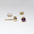 14k Yellow Gold Stud Earrings (Available in Amethyst, Blue Topaz, Peridot)