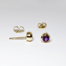 Load image into Gallery viewer, 14k Yellow Gold Stud Earrings (Available in Amethyst, Blue Topaz, Peridot)
