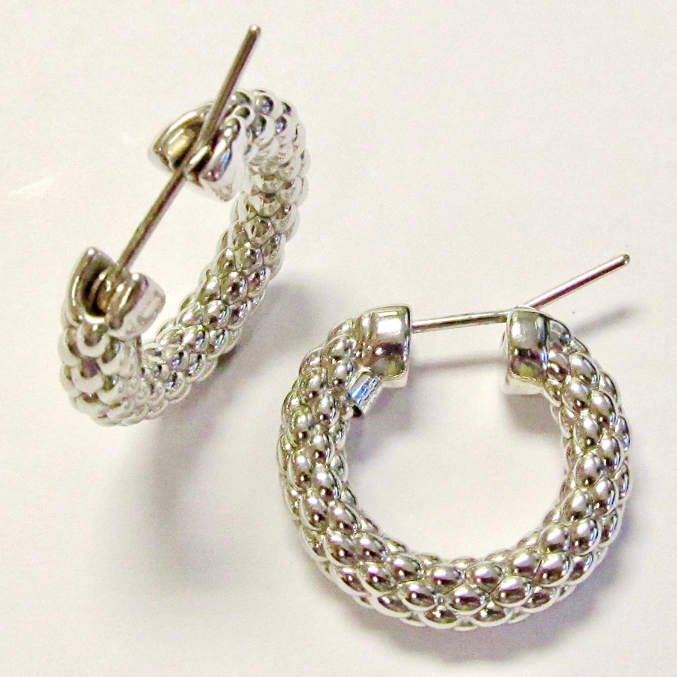 18k White Gold Electroform Hoop Earrings