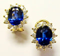 Oval Blue Sapphire & Diamond Earrings