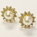 Round Pearl & Diamond Earrings