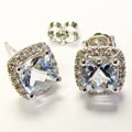 14k White Gold Cushion Aquamarine Earrings