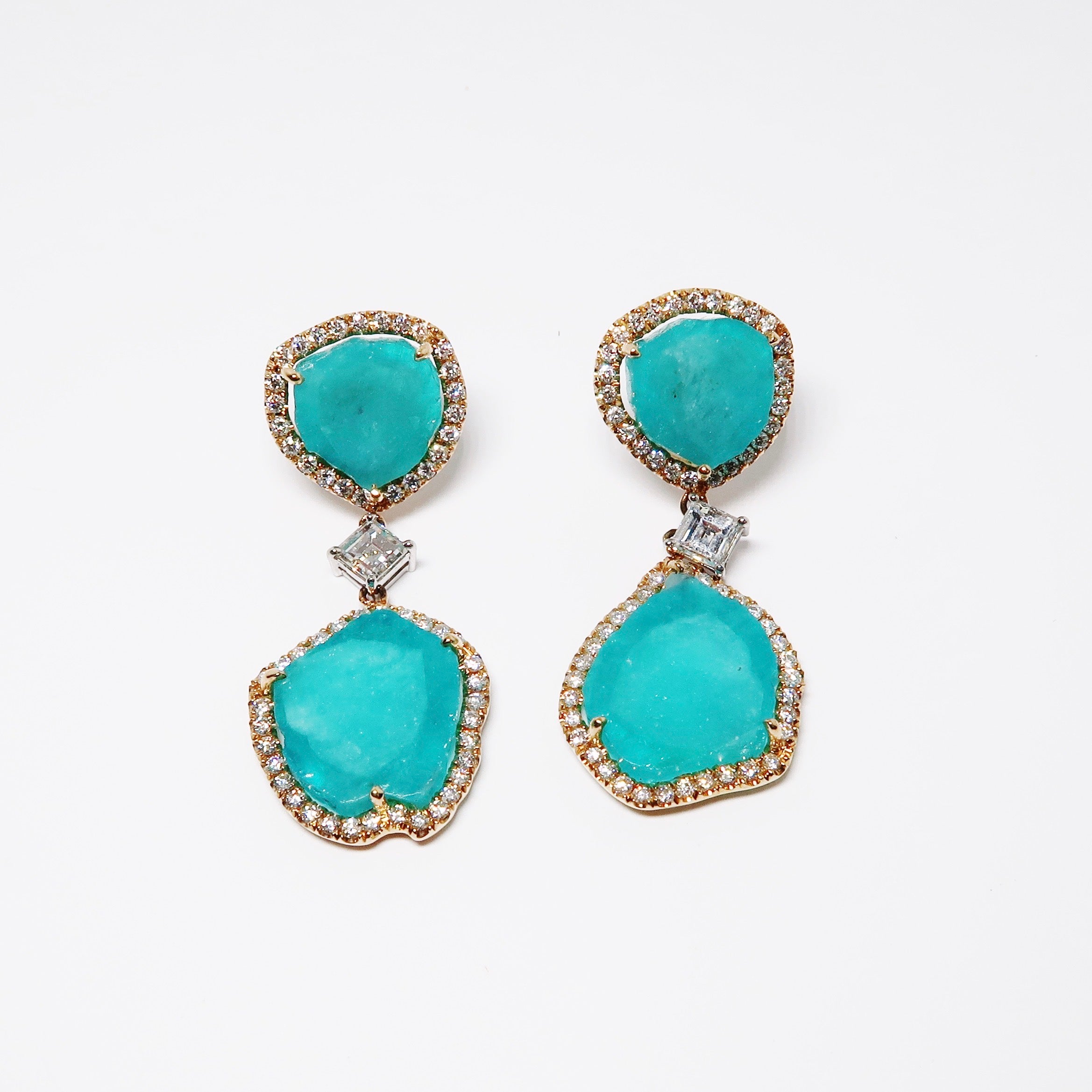 Paraiba Slice & Diamond Earring