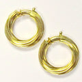 Yellow Gold Hoops, Clip, Swirl