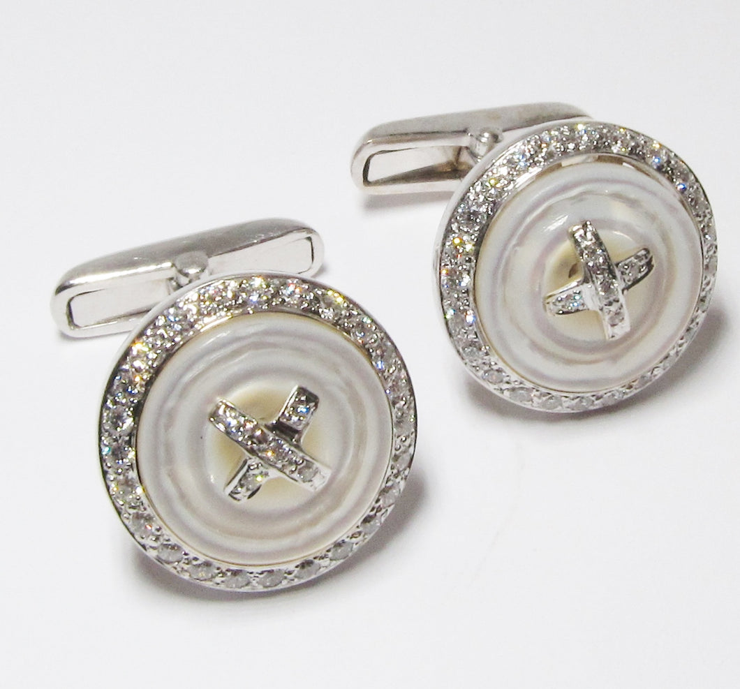 Mother of Pearl and Diamond Cufflinks