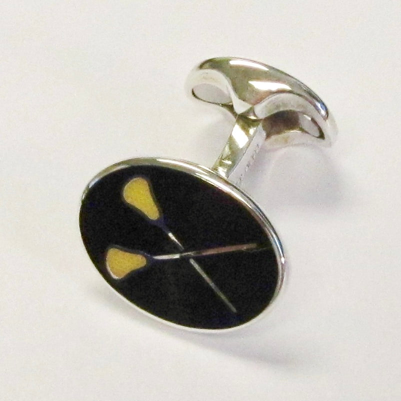 Sterling Silver & Enamel Lacrosse Cufflinks