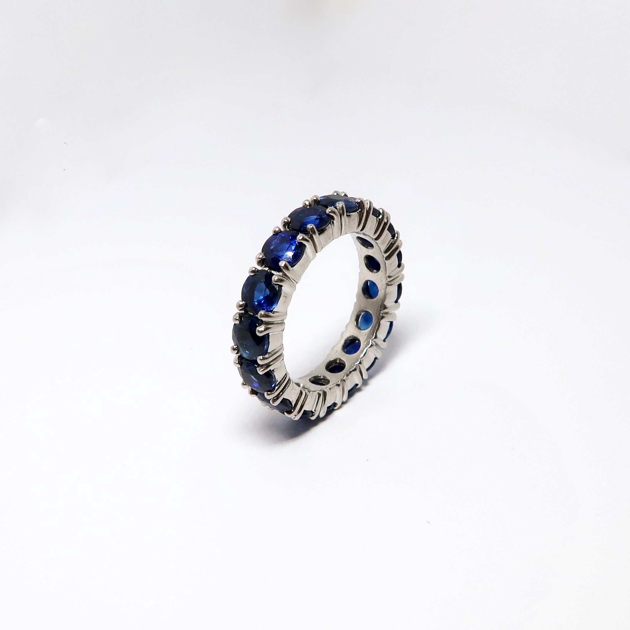 Round Blue Sapphire Eternity Band