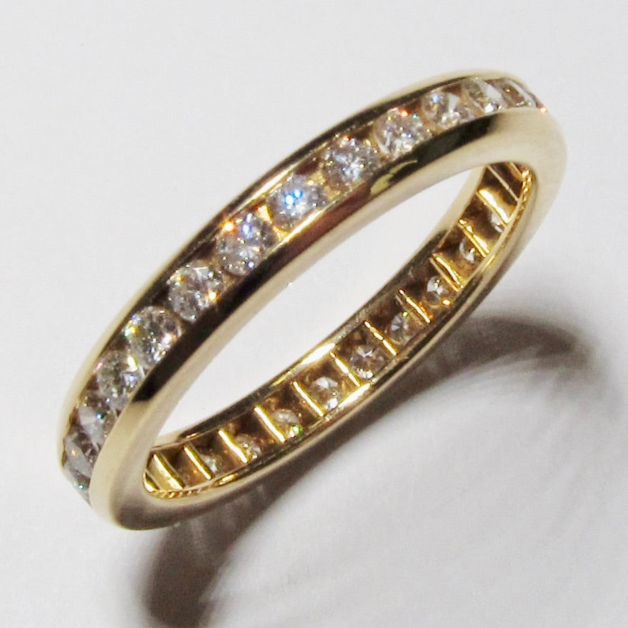 18k Yellow Gold Diamond Channel Ring
