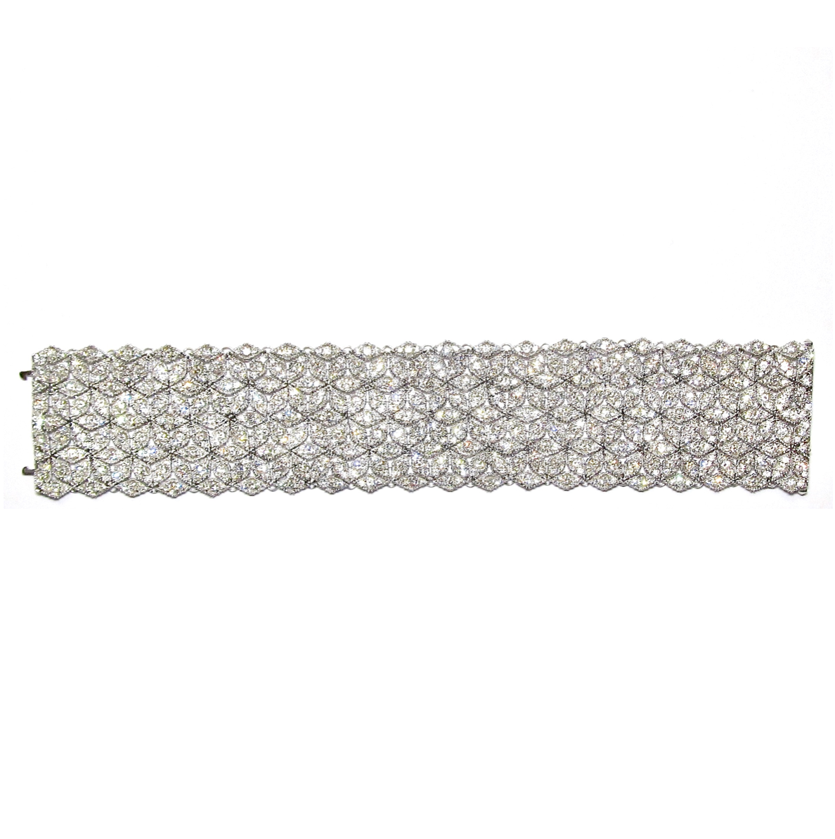 18k White Gold Wide Lace Diamond Bracelet