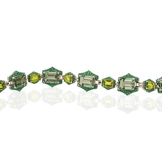 Peridot And Prasiolite Bracelet With Tsavorite
