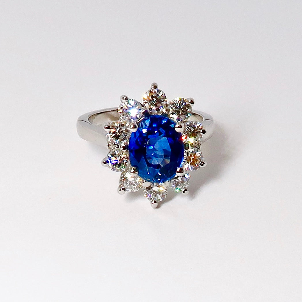 Blue Sapphire & Diamond Ring