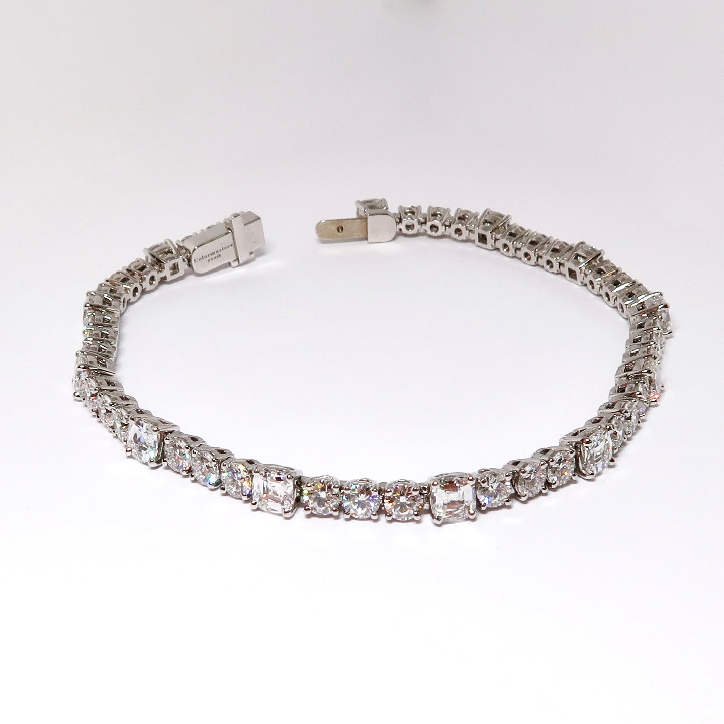 Cushion & Round Diamond Bracelet, 12 Cushion Diamonds = 3.80ctw, 36 Round Diamonds = 4.56ctw, Platinum