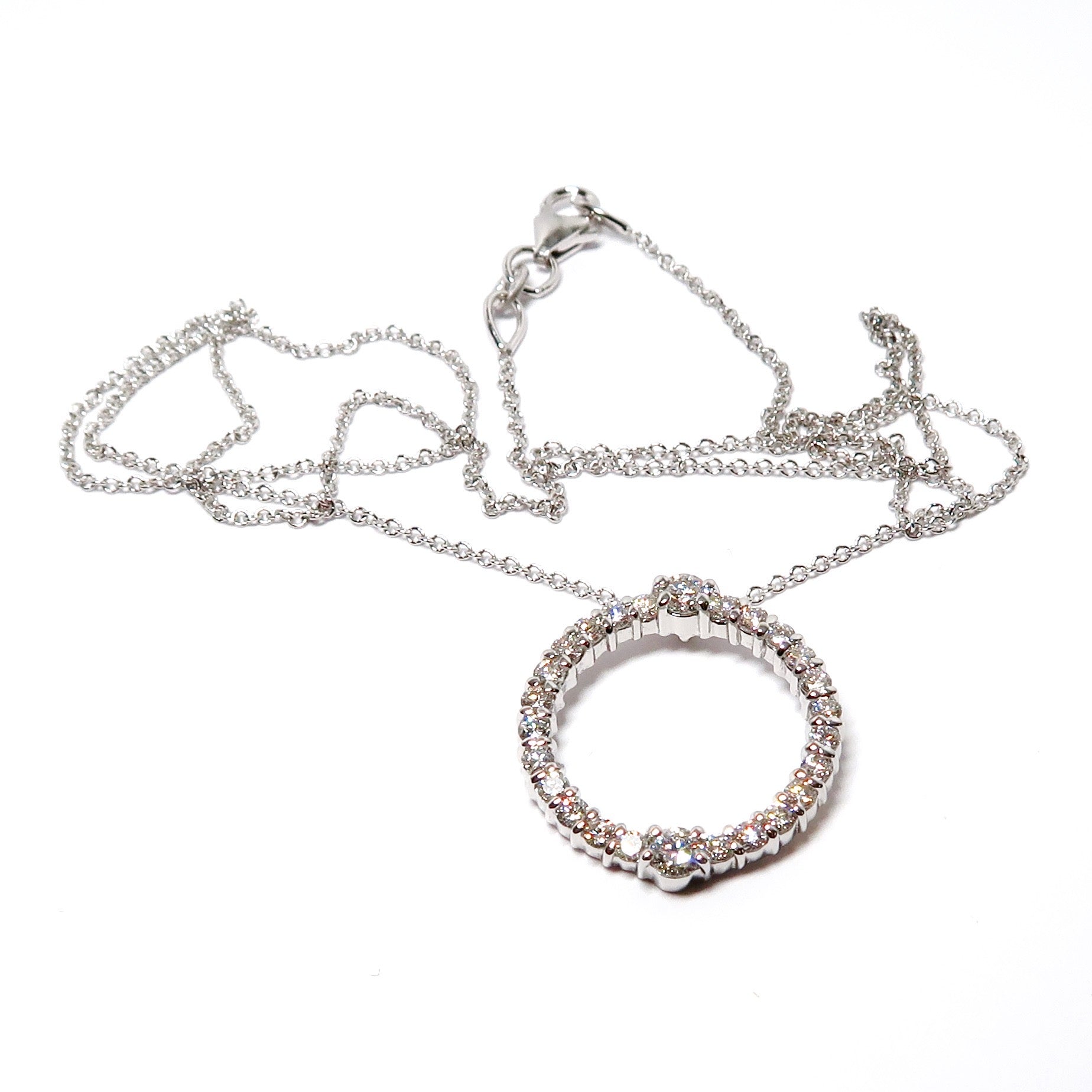 White Gold Diamond Circle Pendant on Chain