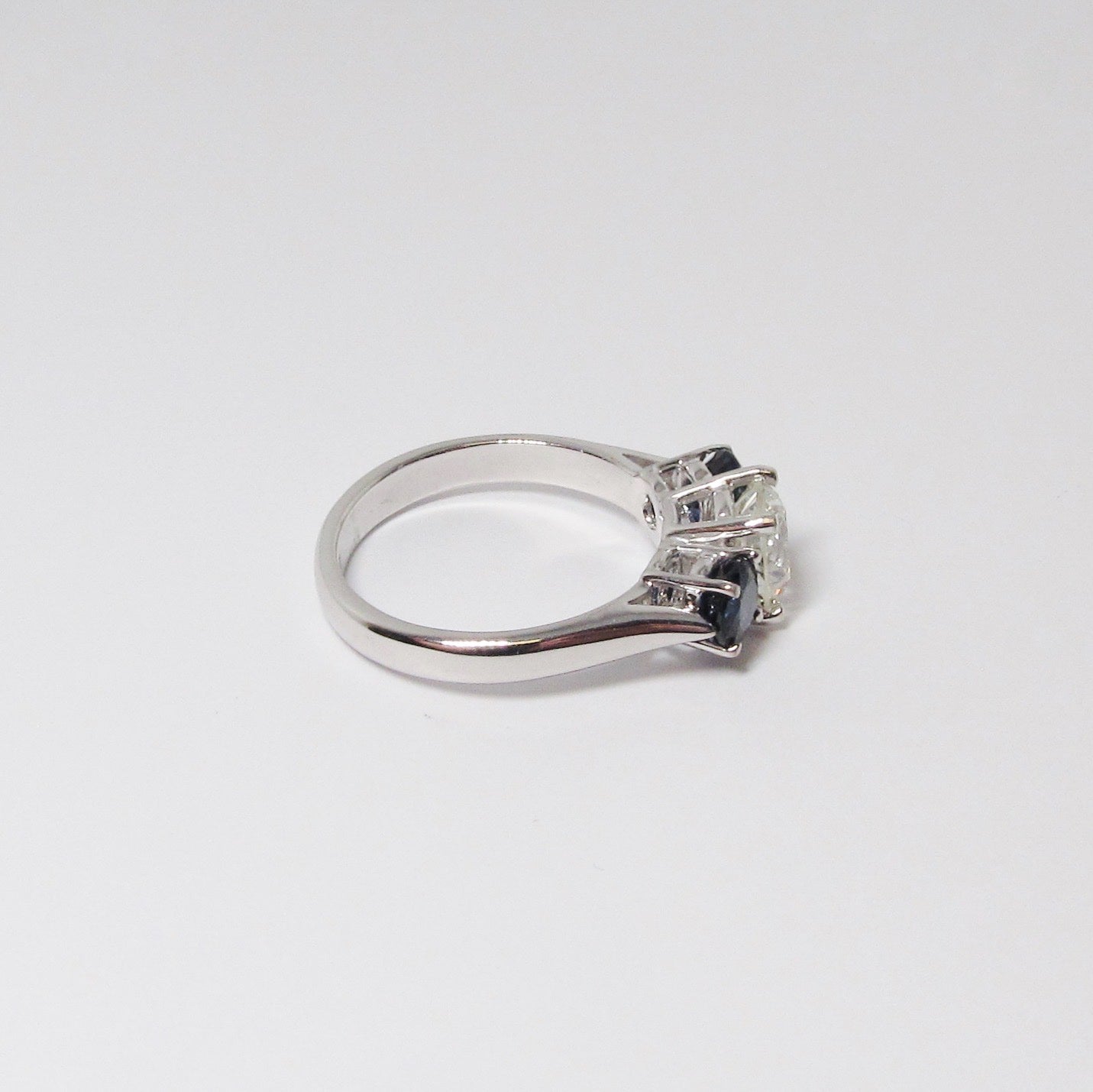 Diamond & Blue Sapphire 3 Stone Ring