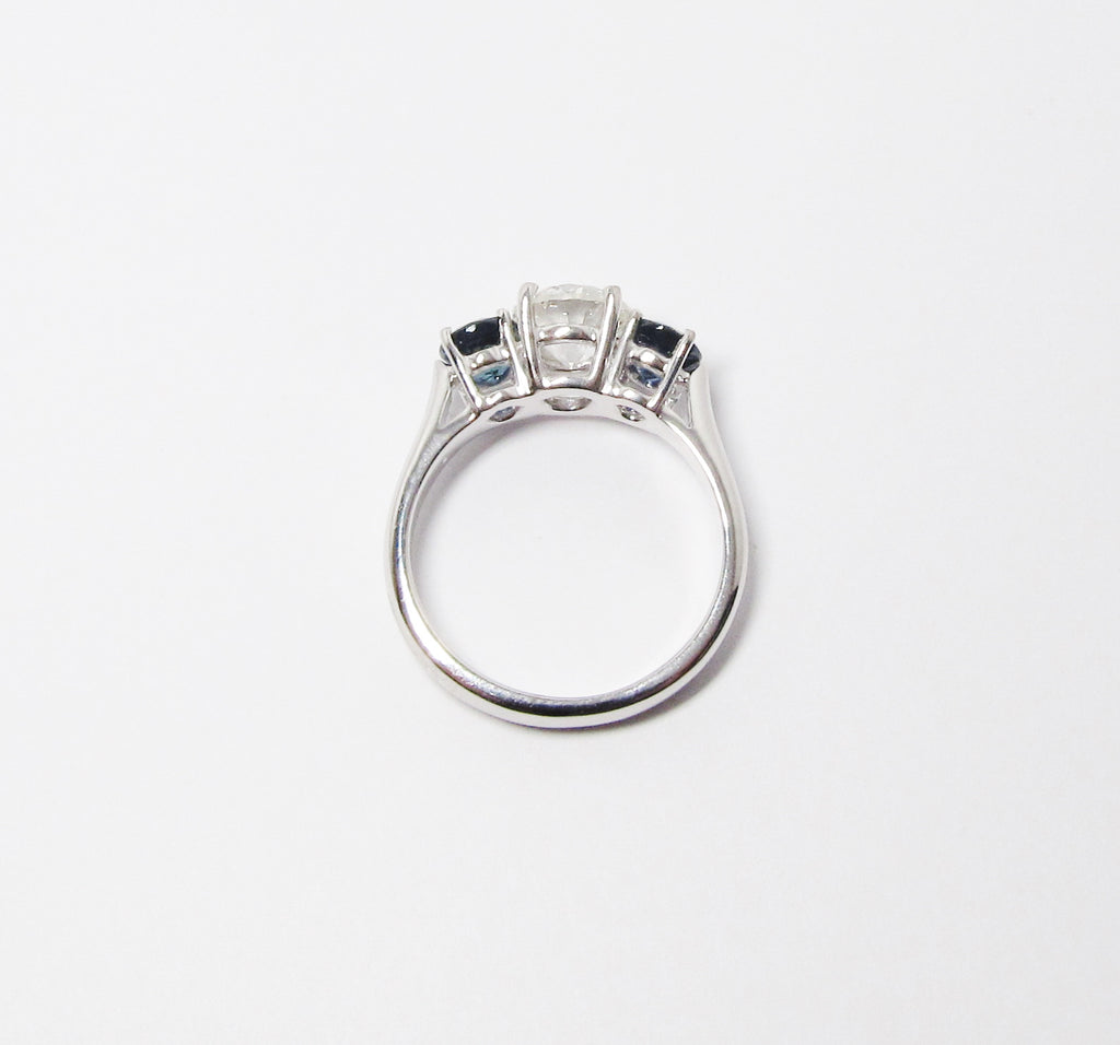 Diamond & Blue Sapphire 3 Stone Ring