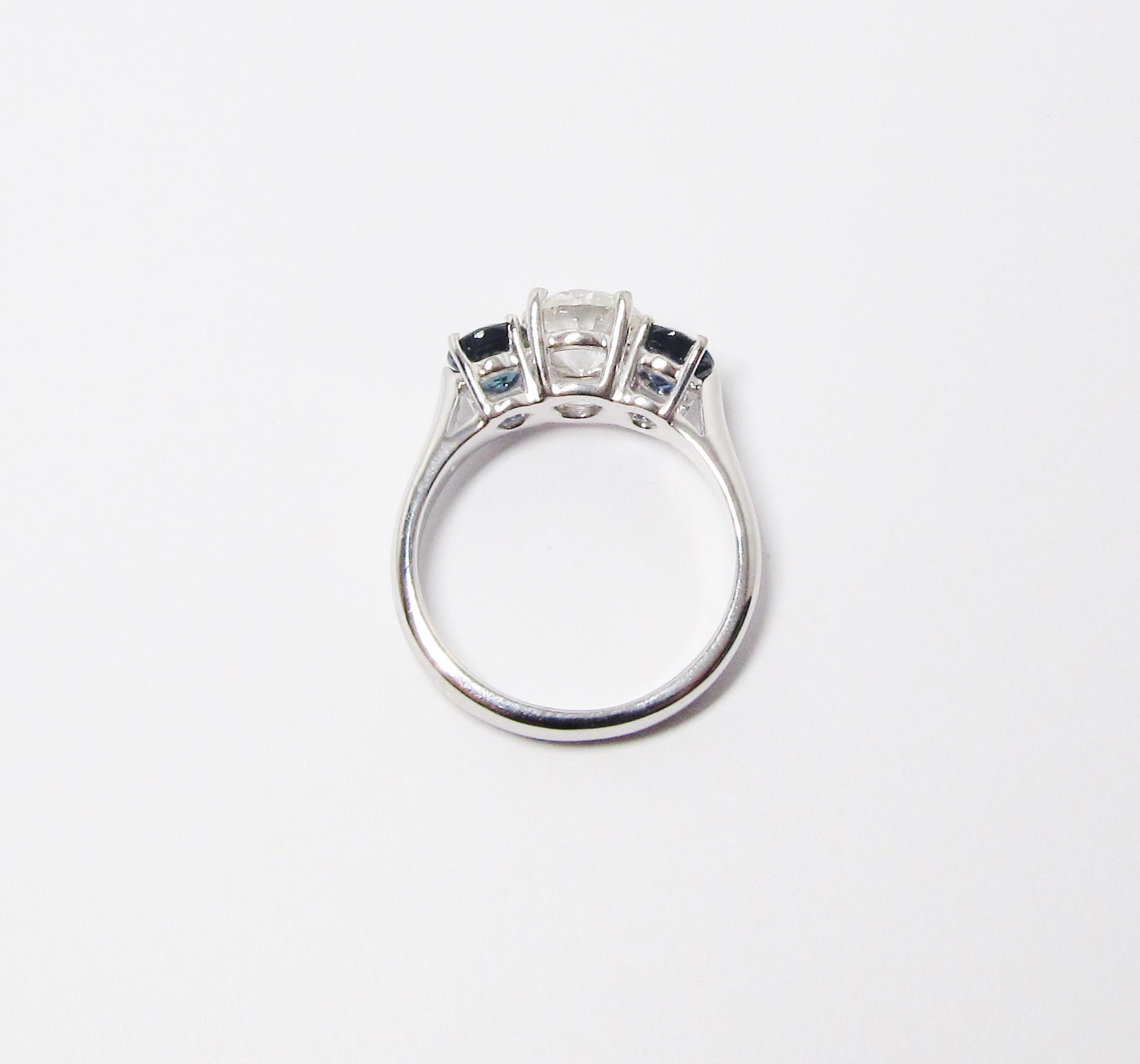 Diamond & Blue Sapphire 3 Stone Ring