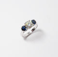 Diamond & Blue Sapphire 3 Stone Ring