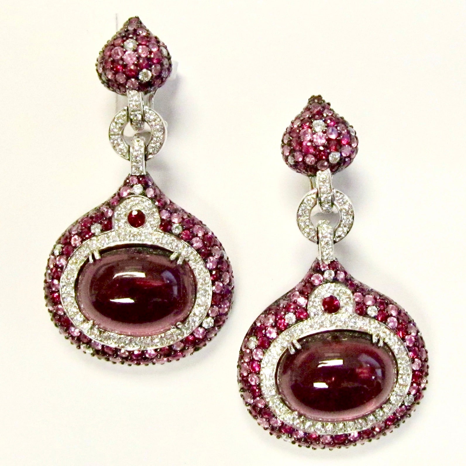 18k White Gold Rubelite & Diamond Earrings
