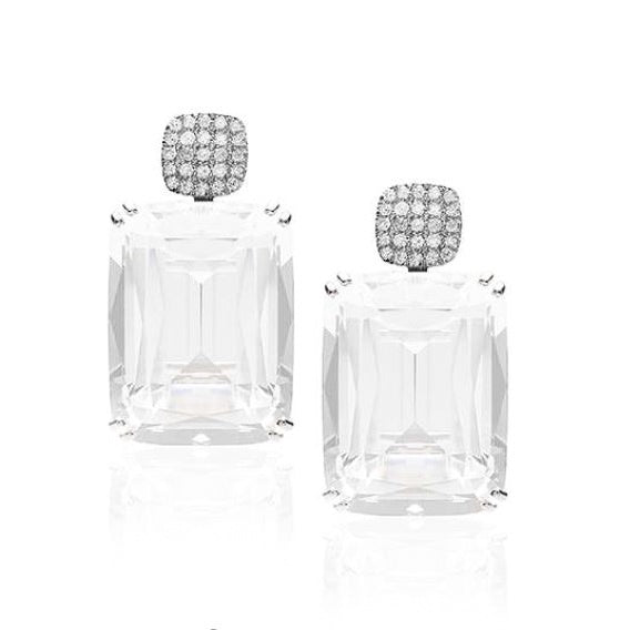 Rock Crystal Cushion Earrings