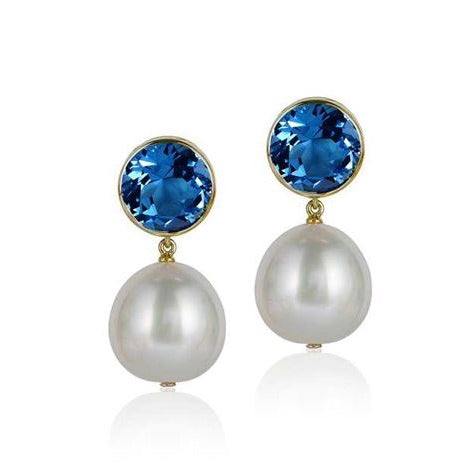 Bezel Set Round London Blue Topaz Stud Earrings