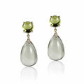 Prasiolite Drop and Peridot Cab Earrings