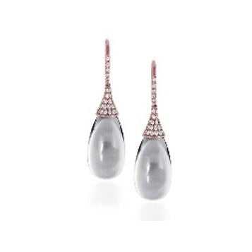 Rock Crystal Drops Bell Earrings with Diamonds