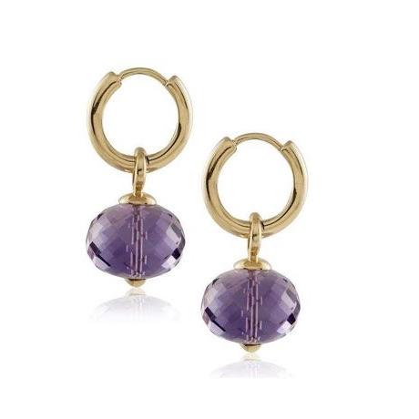 Amethyst Bead Double Loop Earrings
