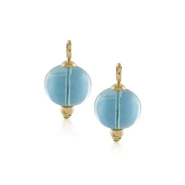 Blue Topaz Plain Beads with Peridot Round Cabochons