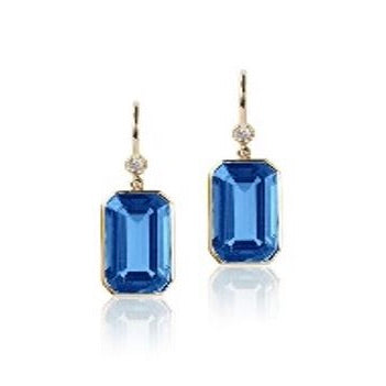 London Blue Topaz Emerald Cut Earrings