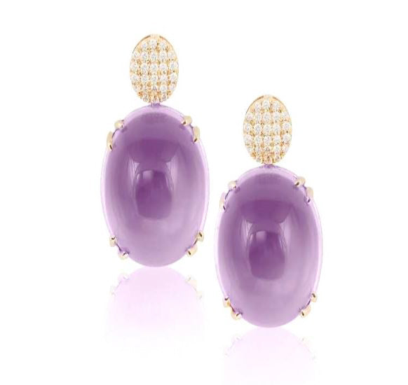 Lilac Amethyst Oval Cab Earrings