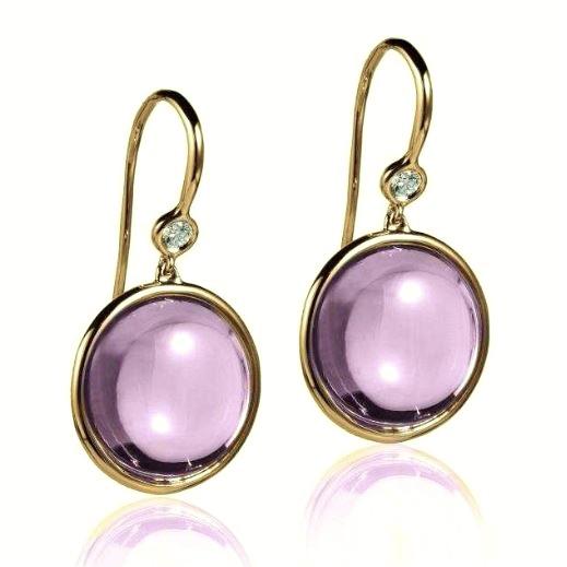 Amethyst 14MM Disc Bezel Earrings